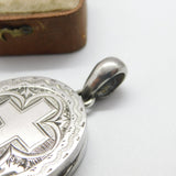 Victorian Large Sterling Silver Cross Pattern Mourning Locket c1860 Antique