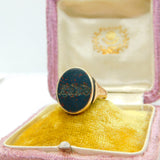 Victorian 9ct Rose Gold & Bloodstone Intaglio Seal Ring Antique c1890