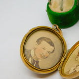 Victorian Large Pinchbeck Monogram Double Locket Pendant Antique c1860