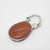 Sterling Silver Lucky Horseshoe Carnelian Agate Lock Pendant Antique c1920