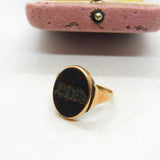 Victorian 9ct Rose Gold & Bloodstone Intaglio Seal Ring Antique c1890
