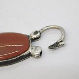 Sterling Silver Lucky Horseshoe Carnelian Agate Lock Pendant Antique c1920