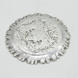 Victorian Sterling Silver Cherub & Dog Pattern Ring Dish Antique 1895 Sheffield
