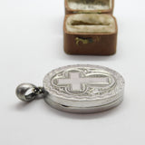 Victorian Large Sterling Silver Cross Pattern Mourning Locket c1860 Antique