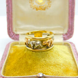 Italian 18ct Three Colour Walking Grizzly Bear Band Ring Vintage c1980