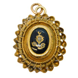 George III 18ct Gold, Enamel, Old-Cut Diamond Drop Pendant Antique c1800
