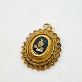 George III 18ct Gold, Enamel, Old-Cut Diamond Drop Pendant Antique c1800