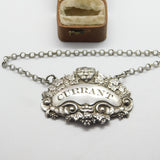 Georgian Sterling Silver Lion Pattern 'Currant' Decanter Label 1821 Antique