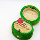 Edwardian 9ct Rose Gold & Natural 2.5ct Red Stone Ring Antique c1910