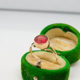 Edwardian 9ct Rose Gold & Natural 2.5ct Red Stone Ring Antique c1910