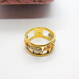 Italian 18ct Three Colour Walking Grizzly Bear Band Ring Vintage c1980