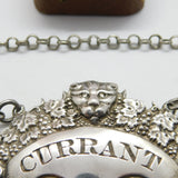 Georgian Sterling Silver Lion Pattern 'Currant' Decanter Label 1821 Antique