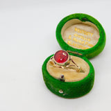 Edwardian 9ct Rose Gold & Natural 2.5ct Red Stone Ring Antique c1910