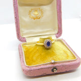 18ct Yellow Gold, Blue Sapphire & Diamond Floral Cluster Ring Vintage Birmingham