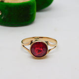 Edwardian 9ct Rose Gold & Natural 2.5ct Red Stone Ring Antique c1910
