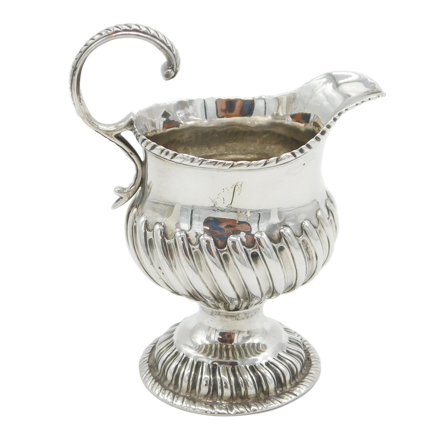 George III Sterling Silver Fluted Pedestal Cream Jug Antique c1760 London