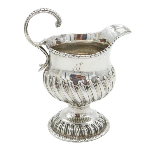 George III Sterling Silver Fluted Pedestal Cream Jug Antique c1760 London