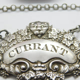 Georgian Sterling Silver Lion Pattern 'Currant' Decanter Label 1821 Antique