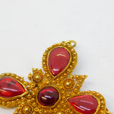 18th Century Iberian 18ct Gold Foil-Back Garnet Cannetille Cross Pendant Antique c1790