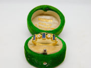 18ct Yellow Gold, Sapphire & Diamond Modernist Band Ring Vintage 1973 London