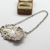 Georgian Sterling Silver Lion Pattern 'Currant' Decanter Label 1821 Antique