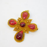 18th Century Iberian 18ct Gold Foil-Back Garnet Cannetille Cross Pendant Antique c1790