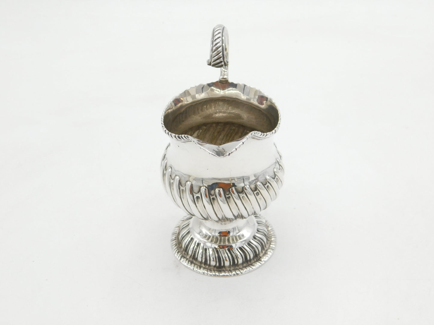 George III Sterling Silver Fluted Pedestal Cream Jug Antique c1760 London