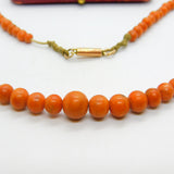 Victorian 9ct Rose Gold Graduating Red Coral Bead Necklace c1860 14" Length