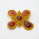 18th Century Iberian 18ct Gold Foil-Back Garnet Cannetille Cross Pendant Antique c1790