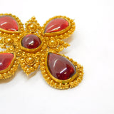 18th Century Iberian 18ct Gold Foil-Back Garnet Cannetille Cross Pendant Antique c1790