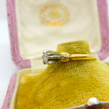 18ct Yellow Gold & 0.15ct Diamond Solitaire Band Ring Antique c1930 Art Deco