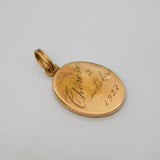 19th Century French 12ct Rose Gold, Enamel & Seed Pearl Mourning Pendant Antique