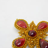 18th Century Iberian 18ct Gold Foil-Back Garnet Cannetille Cross Pendant Antique c1790