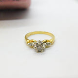 18ct Yellow Gold & 0.15ct Diamond Solitaire Band Ring Antique c1930 Art Deco
