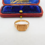 9ct Rose Gold Essential Square Signet Ring 1924 Birmingham Antique Art Deco