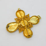18th Century Iberian 18ct Gold Foil-Back Garnet Cannetille Cross Pendant Antique c1790