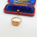 9ct Rose Gold Essential Square Signet Ring 1924 Birmingham Antique Art Deco