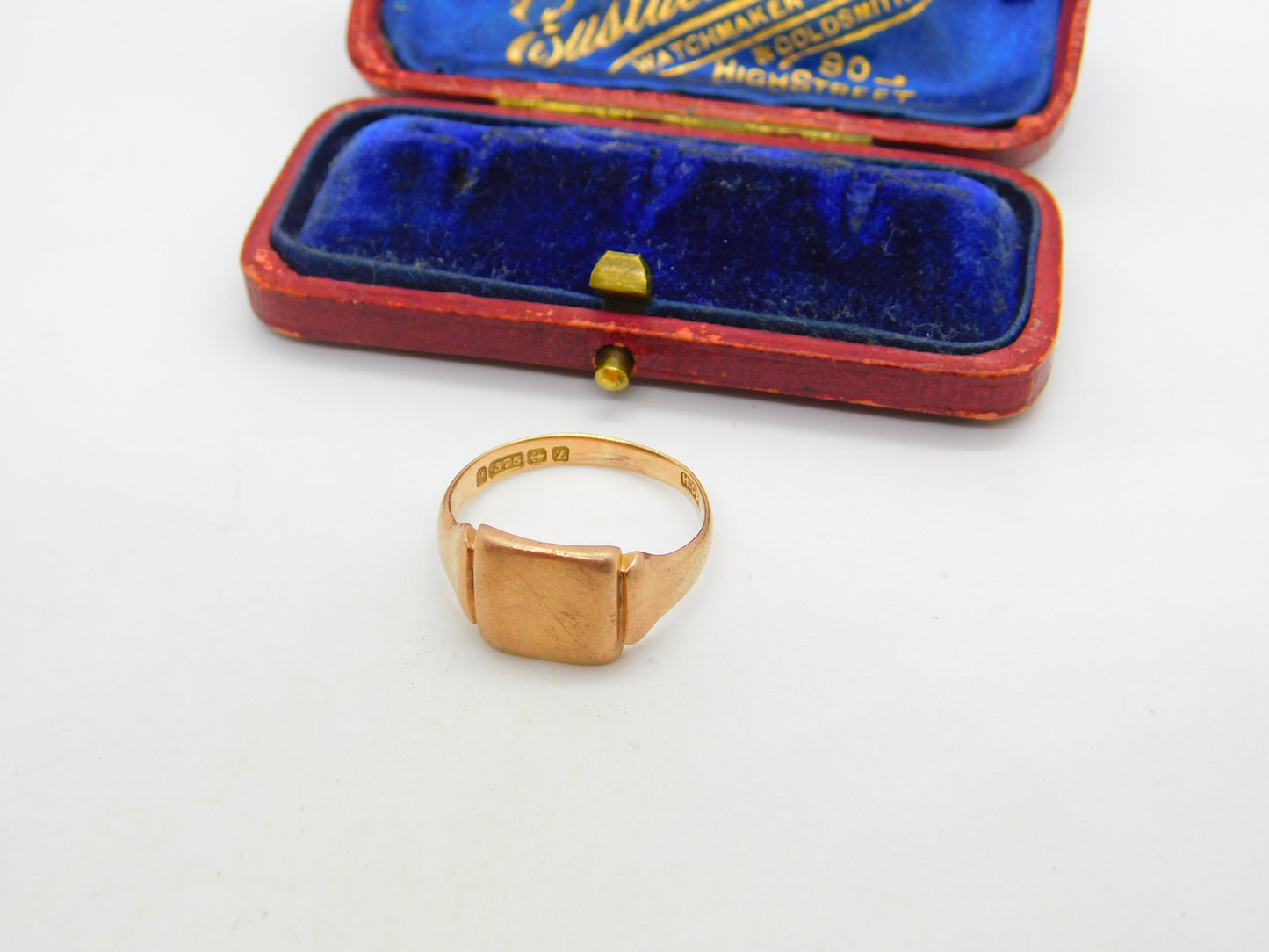 9ct Rose Gold Essential Square Signet Ring 1924 Birmingham Antique Art Deco