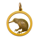 19th Century 9ct Yellow Gold Kiwi Bird New Zealand Pendant Antique c1880s