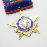 Large Gold on Sterling Silver & Enamel Greek Masonic Medal Antique 1923