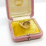 Large 9ct Yellow Gold Star Pattern Signet Ring Vintage 1966 London Size Z UK