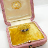 Victorian 22ct Yellow Gold, Diamond & Sapphire Engagement Ring Antique 1888