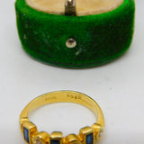 18ct Yellow Gold, Sapphire & Diamond Modernist Band Ring Vintage 1973 London