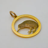19th Century 9ct Yellow Gold Kiwi Bird New Zealand Pendant Antique c1880s