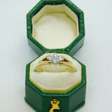 9ct Yellow Gold & Diamond Set Floral Cluster Ring Vintage 1994 Birmingham