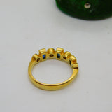 18ct Yellow Gold, Sapphire & Diamond Modernist Band Ring Vintage 1973 London