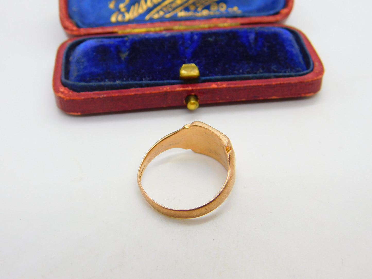 9ct Rose Gold Essential Square Signet Ring 1924 Birmingham Antique Art Deco