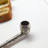 Victorian Sterling Silver Block Amber Smoking Pipe with Monkey Antique c1860