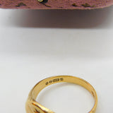 Large 9ct Yellow Gold Star Pattern Signet Ring Vintage 1966 London Size Z UK