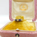 Victorian 22ct Yellow Gold, Diamond & Sapphire Engagement Ring Antique 1888